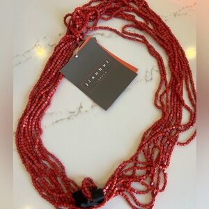 Jianhui London red beaded sustainable pashmina necklace NWT